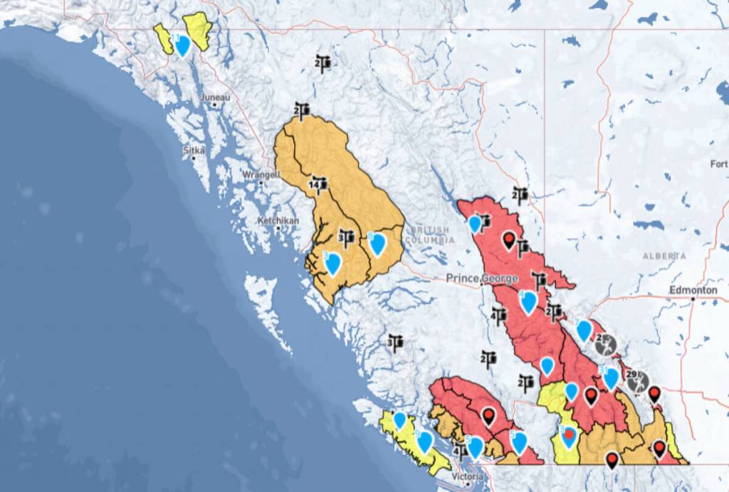 Several avalanche warnings throughout western Canada, according to Avalanche Canada as of Wednesday, March 18, 2026. (Avalanche Canada/screenshot)